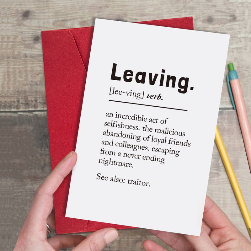 Ogeby Leaving Definition Card for Coworker Boss, Funny Going Away Card for Him Her, Leaving Greeting Card for Work Bestie Friend - Image 4